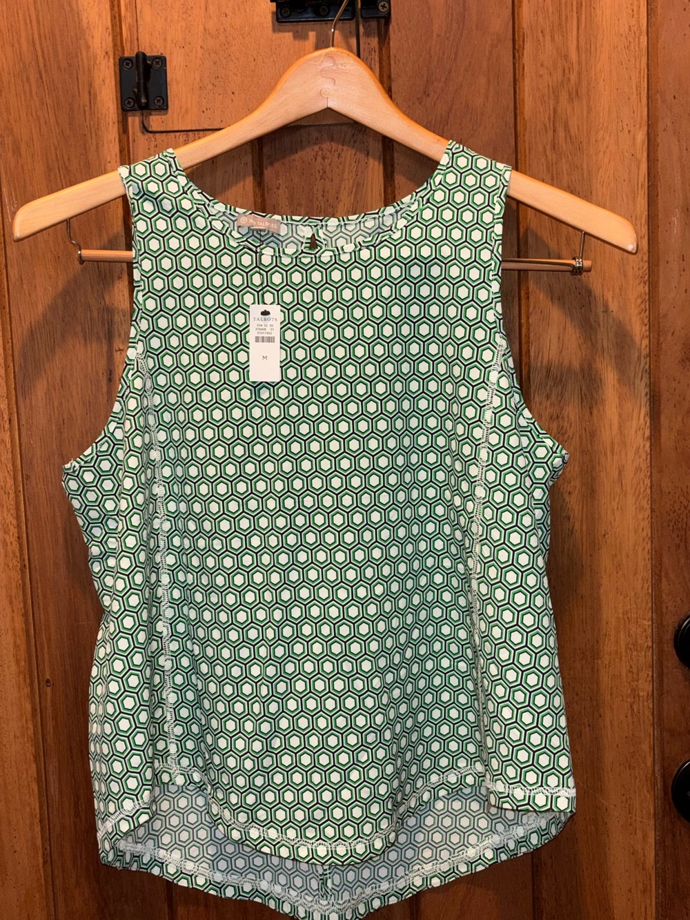 T by Talbots Green Geometric Sleeveless Dryfit Top